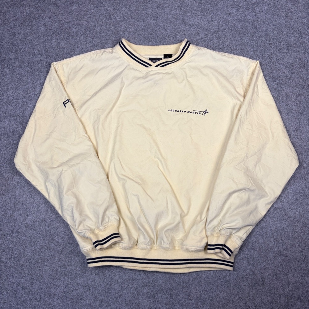 Ping Collection Lockheed Martin Windbreaker Pullover Cream Navy Mens Medium